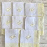 8 serviettes anciennes damassées monogrammées CG - Métis - 57x58 cm