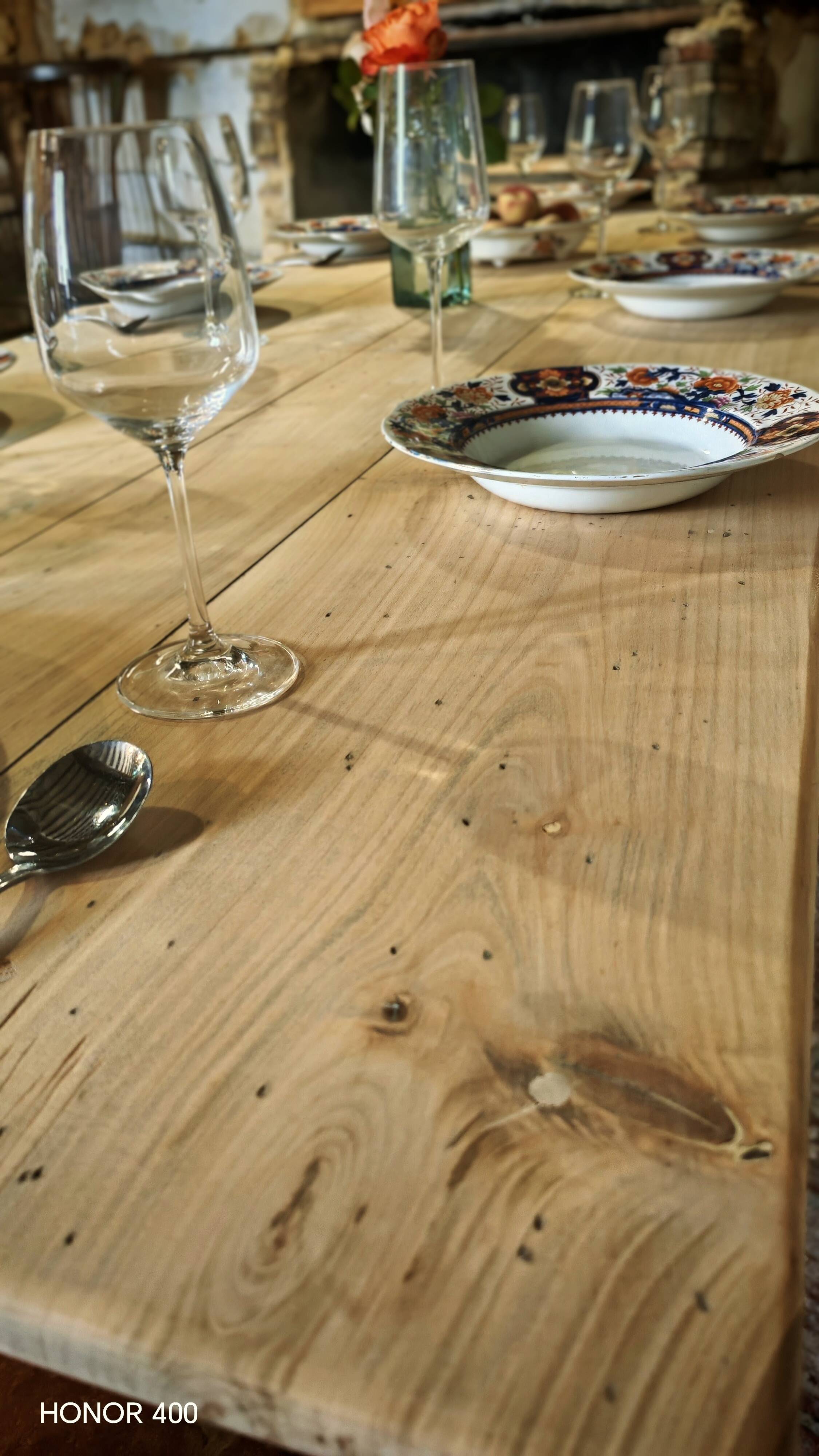 Raw solid oak and chestnut farmhouse table 244cm