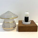 Vintage mushroom-shaped table lamp in Murano glass with wooden base