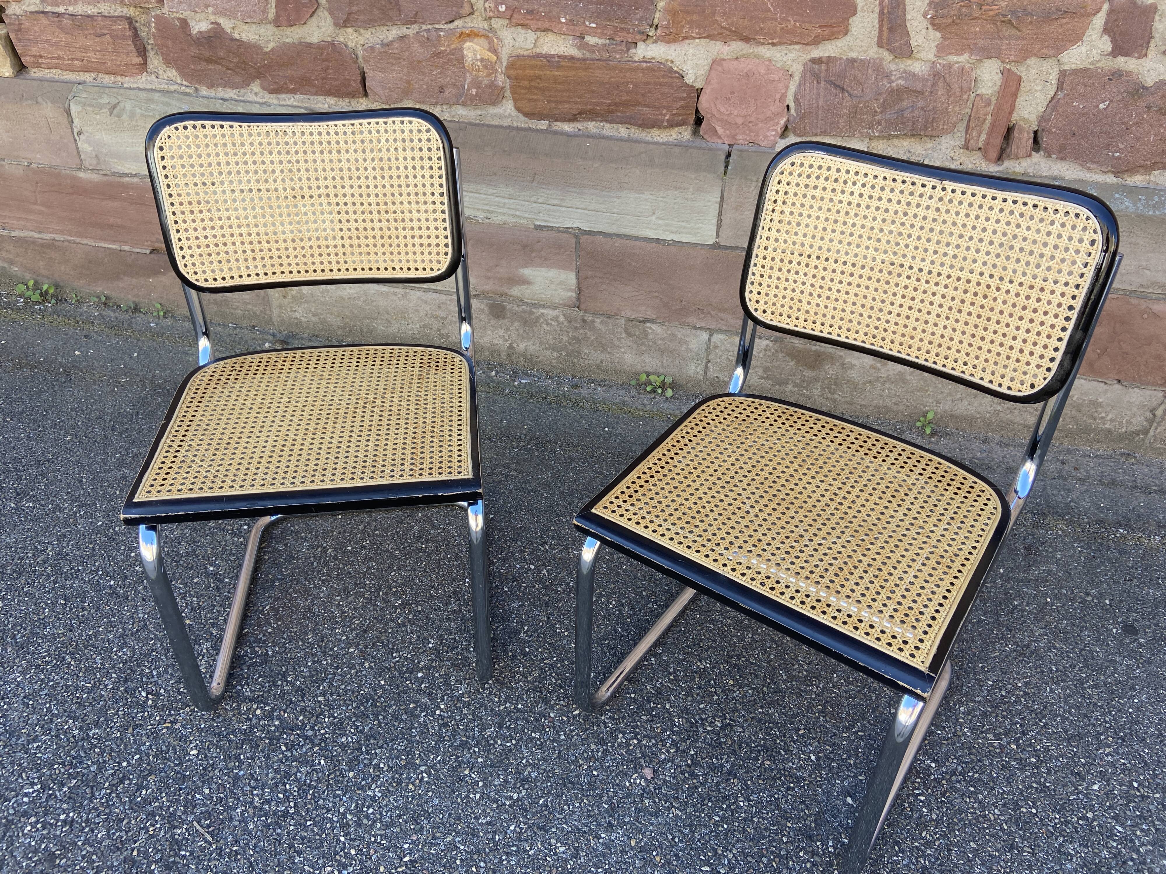 Paire de chaises Cesca B32 de Marcel Breuer Cesca B32 italie 1980