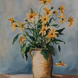 Oil on canvas by C. Suire bouquet of flowers 20th cerus frame