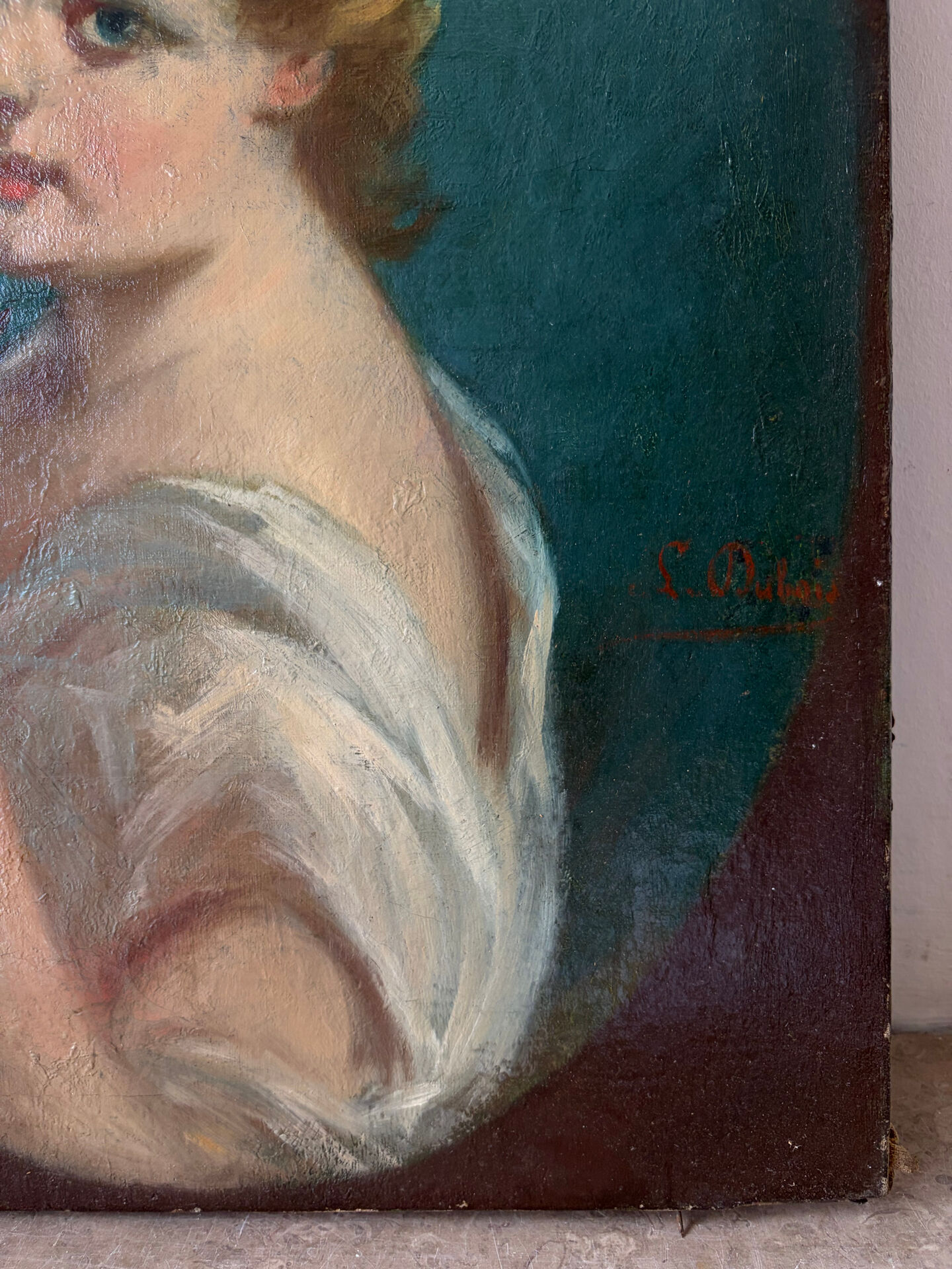 Portrait of a young woman with a flute, signed Louis Dubois (1830-1880)