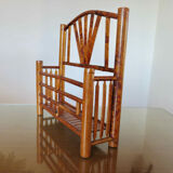 Letter holder, wall mail rack in bamboo 60s 70s