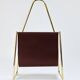 Porte-revues Carl Auböck II Midcentury, laiton et cuir marron, vintage, Autriche