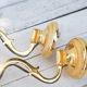 2 wall sconces golden metal gooseneck and opaline lampshade