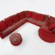 Modular Sofa in Red and Patterned Upholstery by Roche Bobois, France 1980s