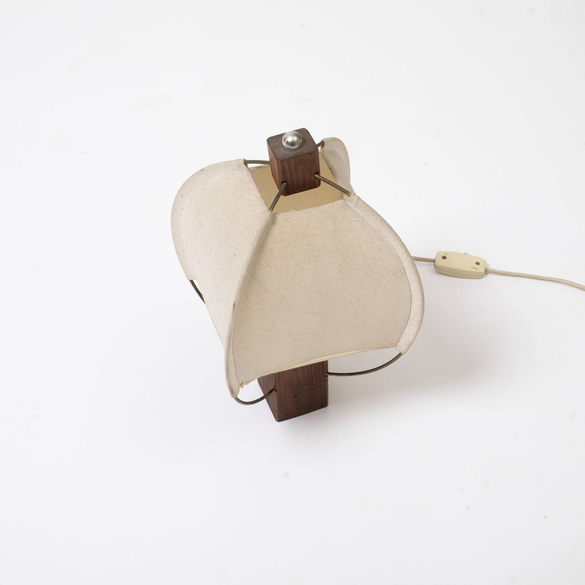Table lamp in wood and canvas, Poland 1980s
