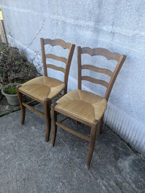 Pair of rush-seated chairs