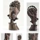 Buste en bois de femme à coiffe florale travail sculptural des années 60-70
