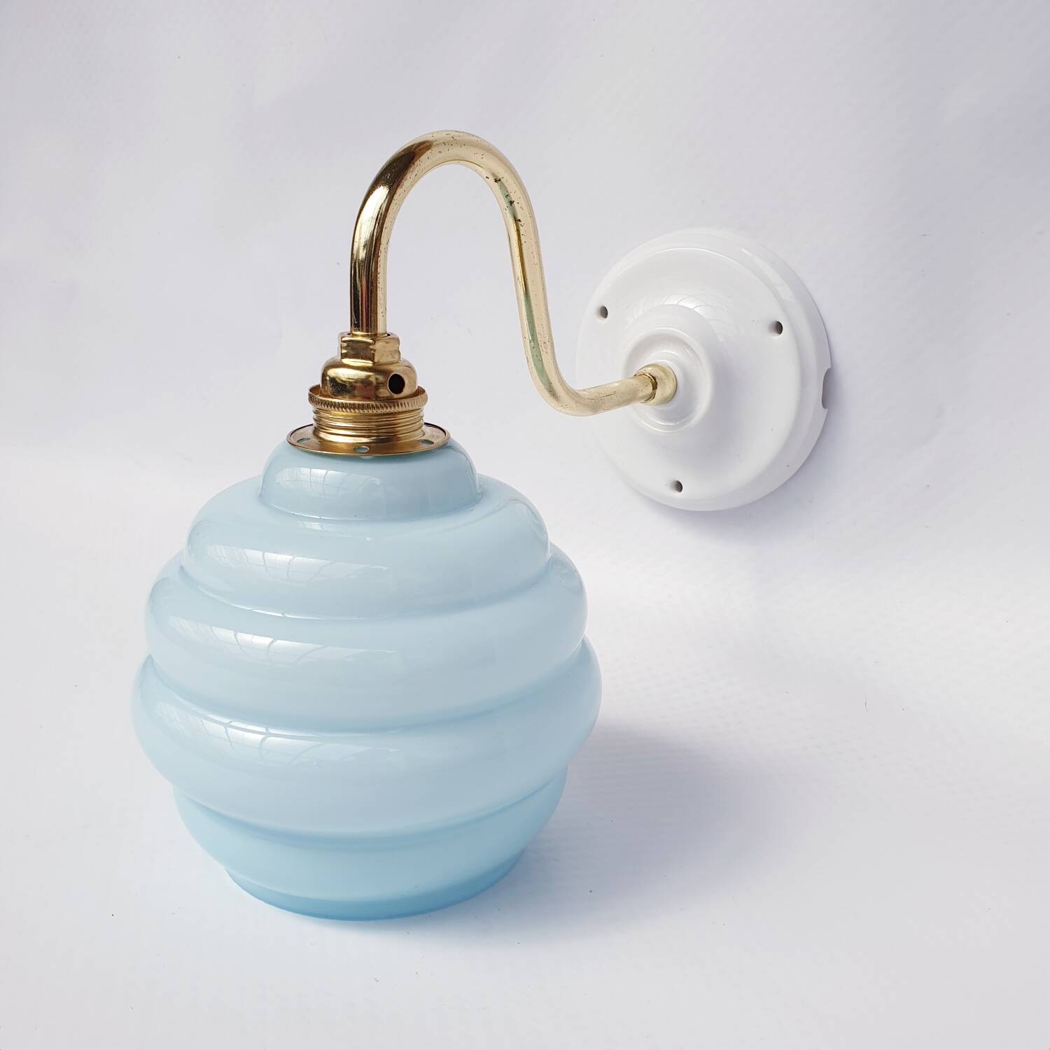 Swan neck and blown glass wall lamp