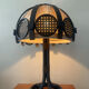 Vintage lamp in rattan, caning and jute fabric from the 1970s.