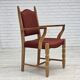 1970s, Danish armchair, striped red furniture wool, solid oak wood.