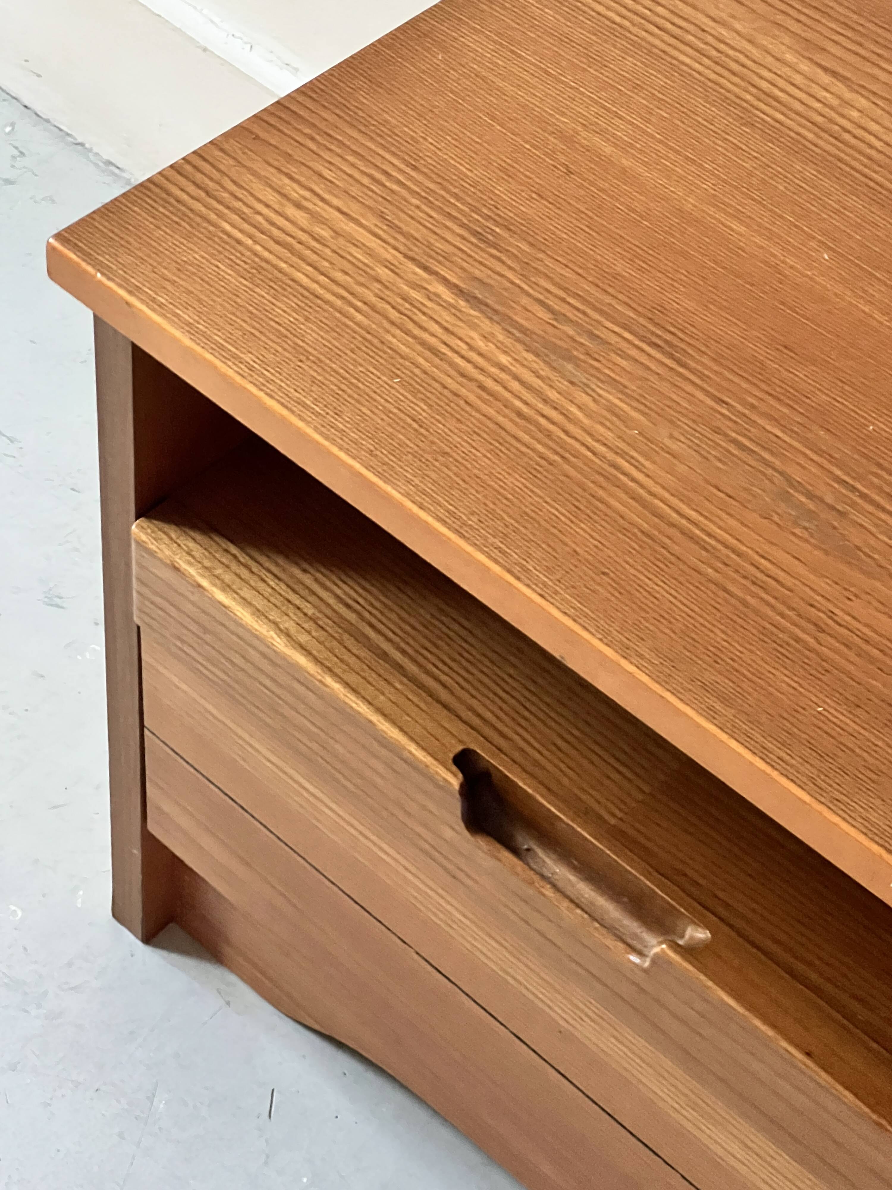 Pair of elm wood bedside tables, France 1950