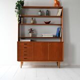 Vintage Scandinavian teak bookcase with drawers