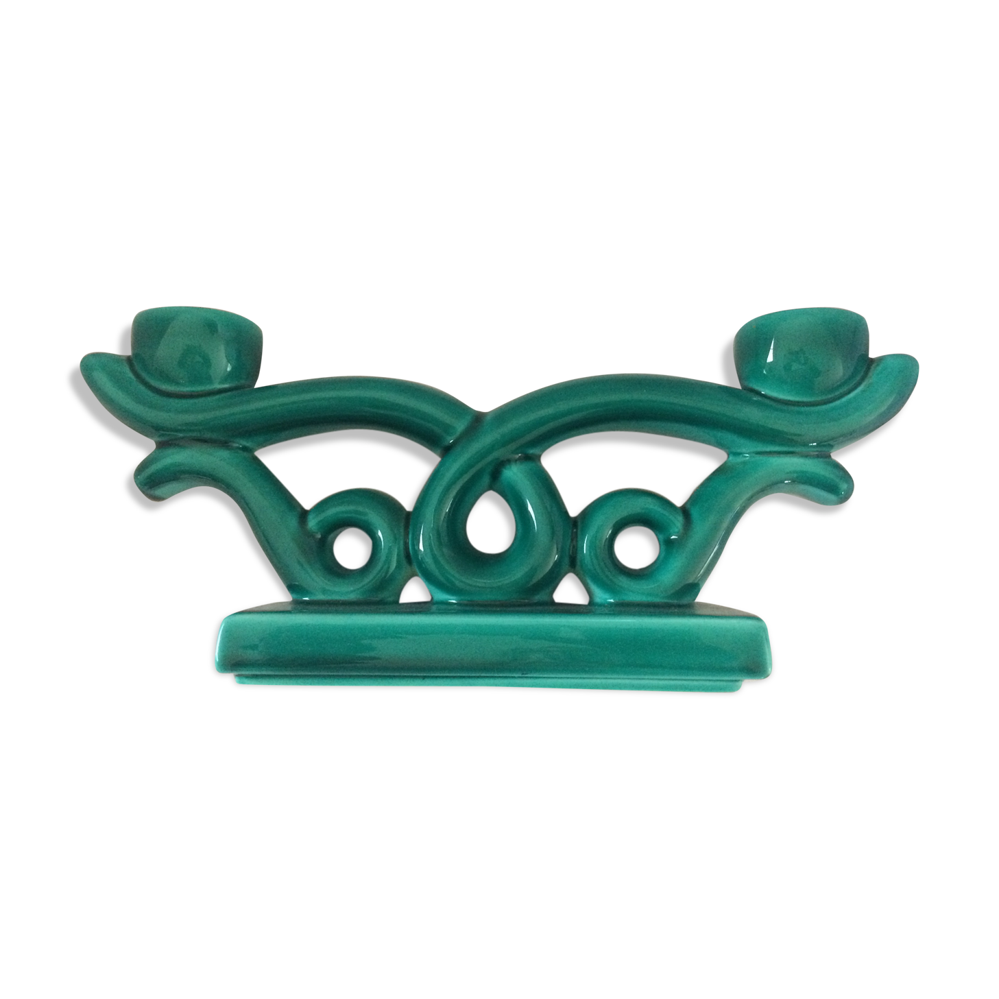 Green candlestick faience 1950s