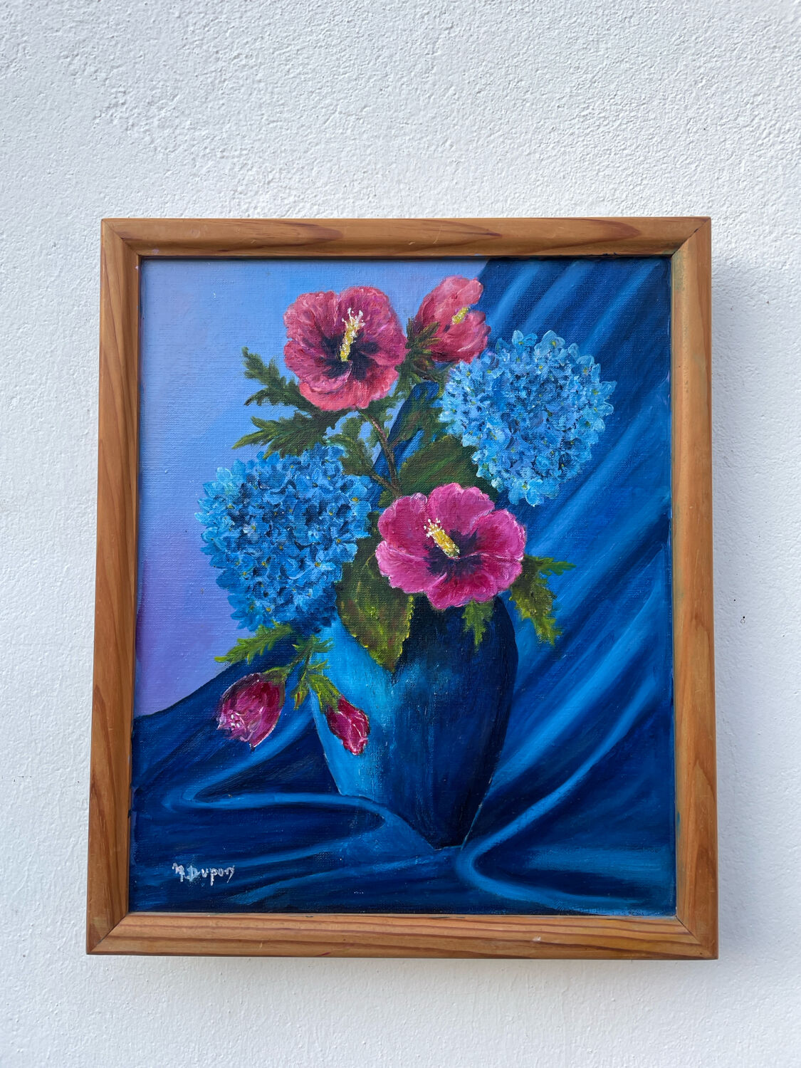 Tableau peinture bouquet de fleurs huile sur toile 