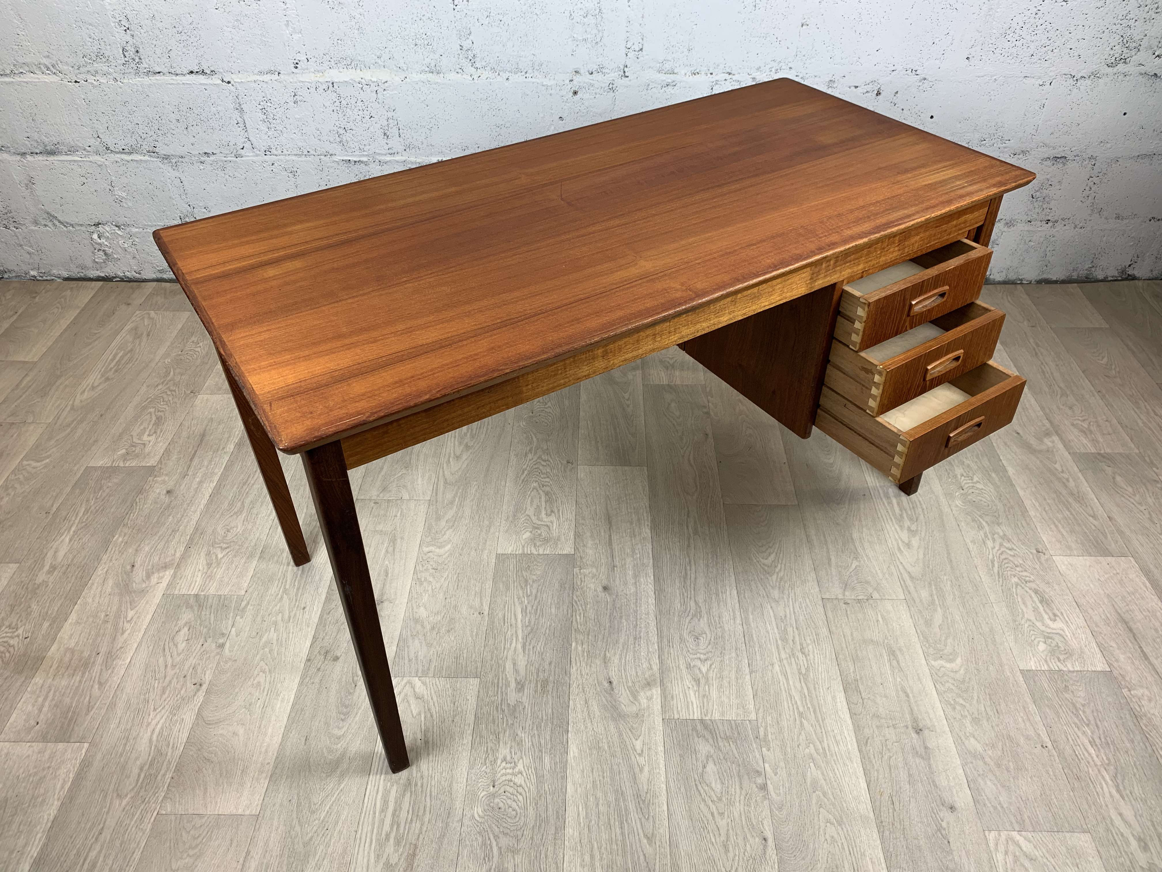 Scandinavian double-sided vintage teak desk, 60s