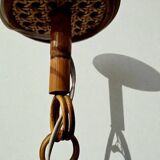 Vintage rattan hanging lamp – woven bamboo pendant light – boho design