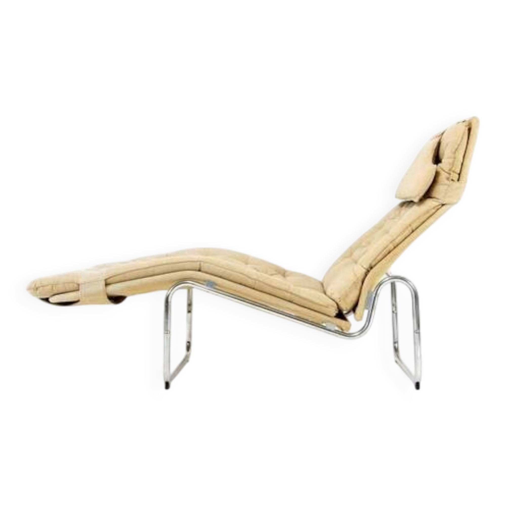 Chaise longue rétro vintage Christer Blomquist Ikea en chrome, fauteuil danois.