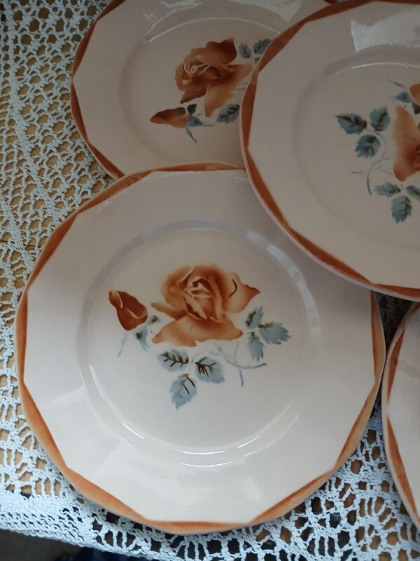 6 assiettes plates anciennes Digoin et Sarreguemines
