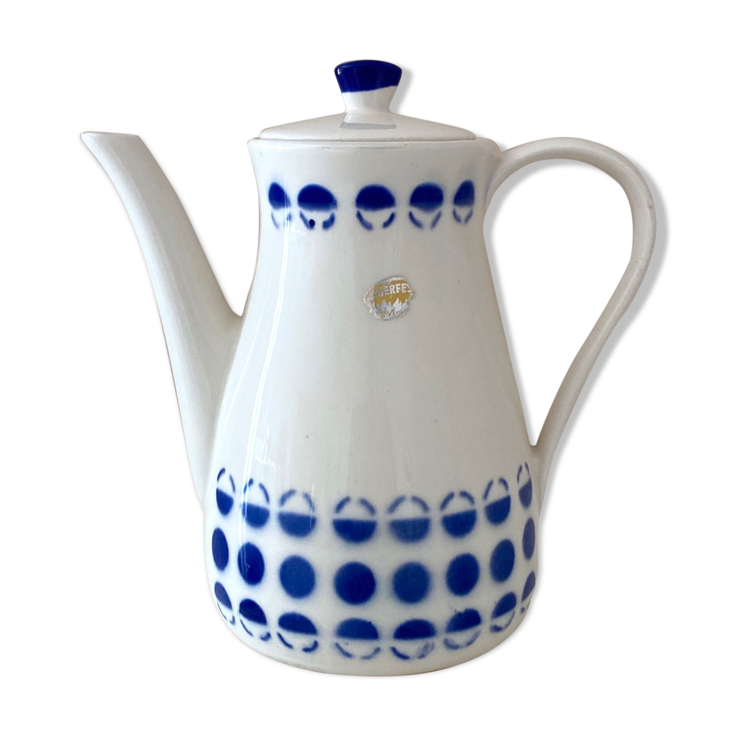 50s Coffee Pot, Teapot, Ceramic Pot Polka Dots, Vintage Tableware Germany, WAKU Fireproof