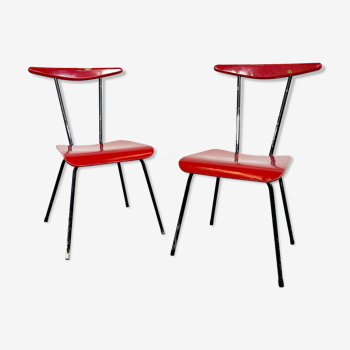 Ensemble de 2 chaises vintage rouge noir par Wim Rietveld