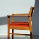 Armchair in solid oak velvet terracota