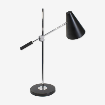 Lampe de bureau réglable grand modèle chrome et noir