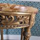 Antique Louis XVI style gueridon with veined marble, painted and patinated gilded wood.
