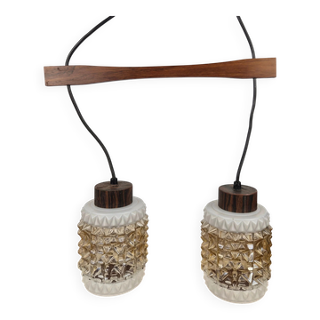 Double suspension in rosewood and glass, Denmark, 1960