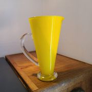 Pitcher, handcrafted vase in yellow glass