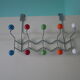 Door hook with 10 hooks-balls, metal and wood, 70s