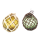 Set of 2 marine floats yellow and green ball glass and rope