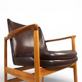 Fröscher leather armchair by Ib Kofod-Larsen, 1960