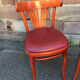 Pair of restaurant chairs curved wood imitation vintage leather 1970s