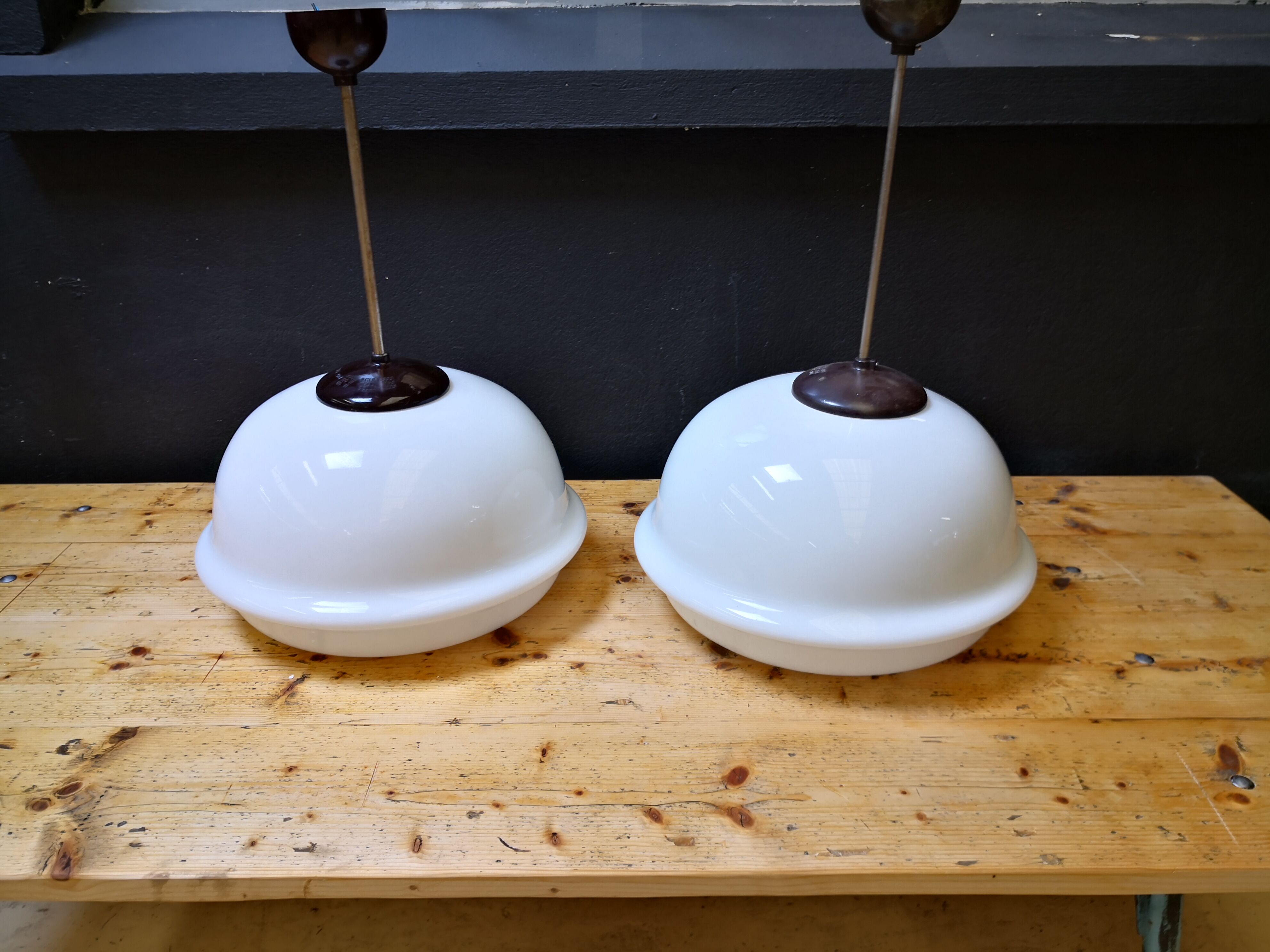 Set of 2 Czech pendant lamps, 60s