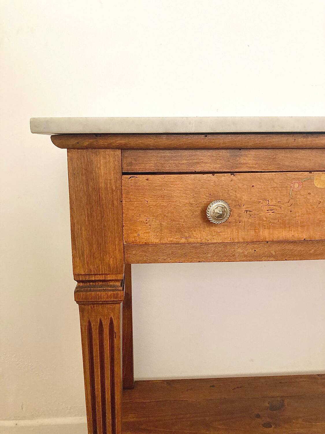 Wooden and marble console table