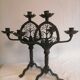 Pair of wrought iron candelabras. Mid-twentieth century.