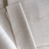 set of 6 19th damask linen napkins embroidered to a fish