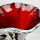 Ruby red glass vase 50 cm with clear Murano style applied decoration