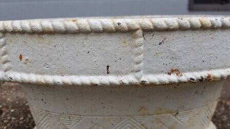 French cast iron oval jardinière planter white