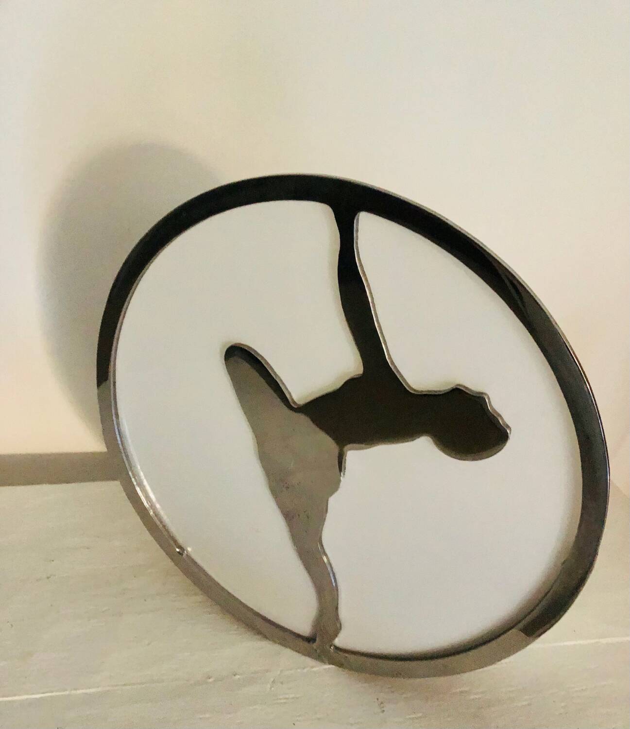 Round wall lamp metal opalescent art deco glass