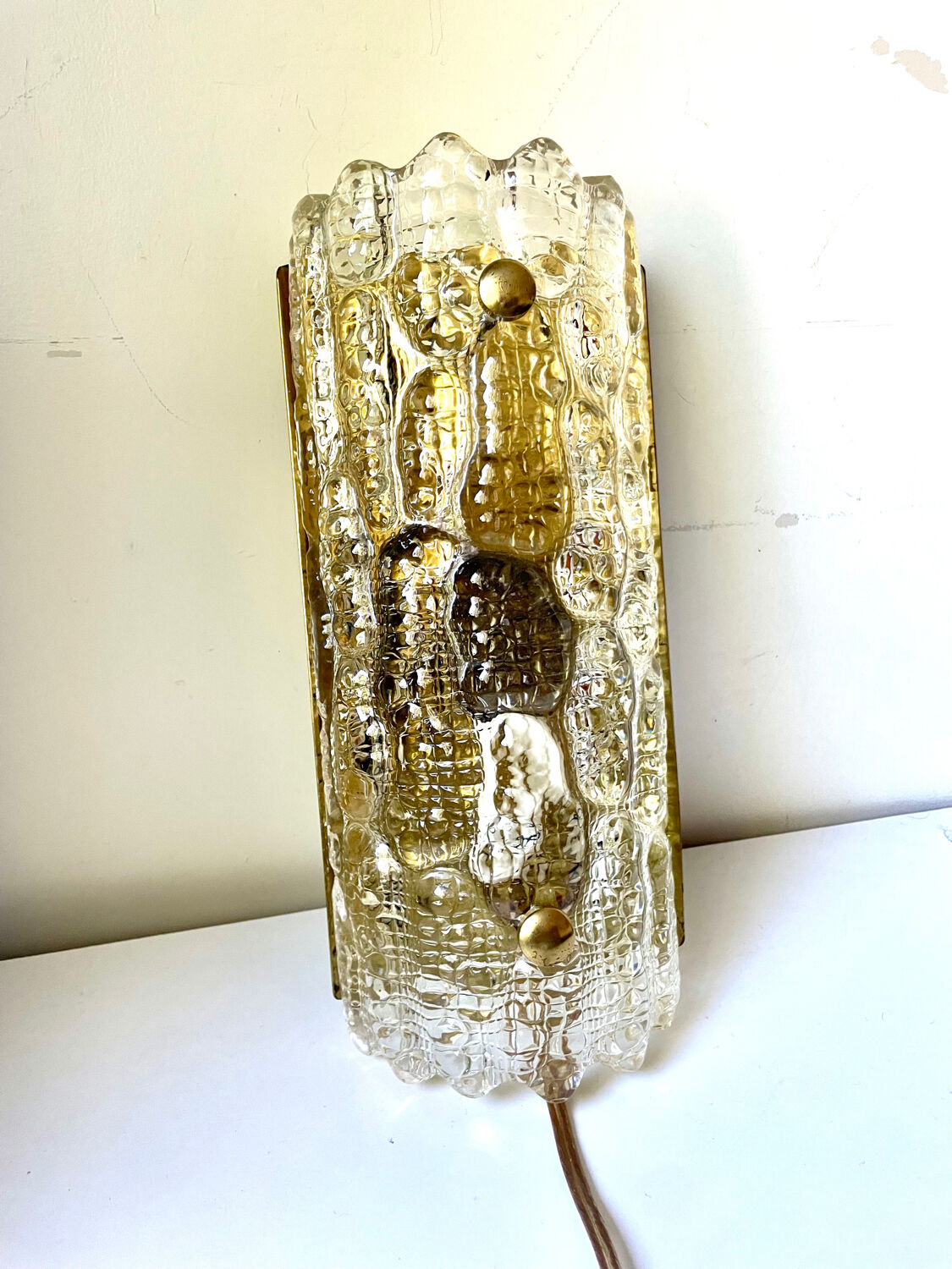 Glass & Brass wall sconces design by Carl Fagerlund for Orrefors /Lyfa