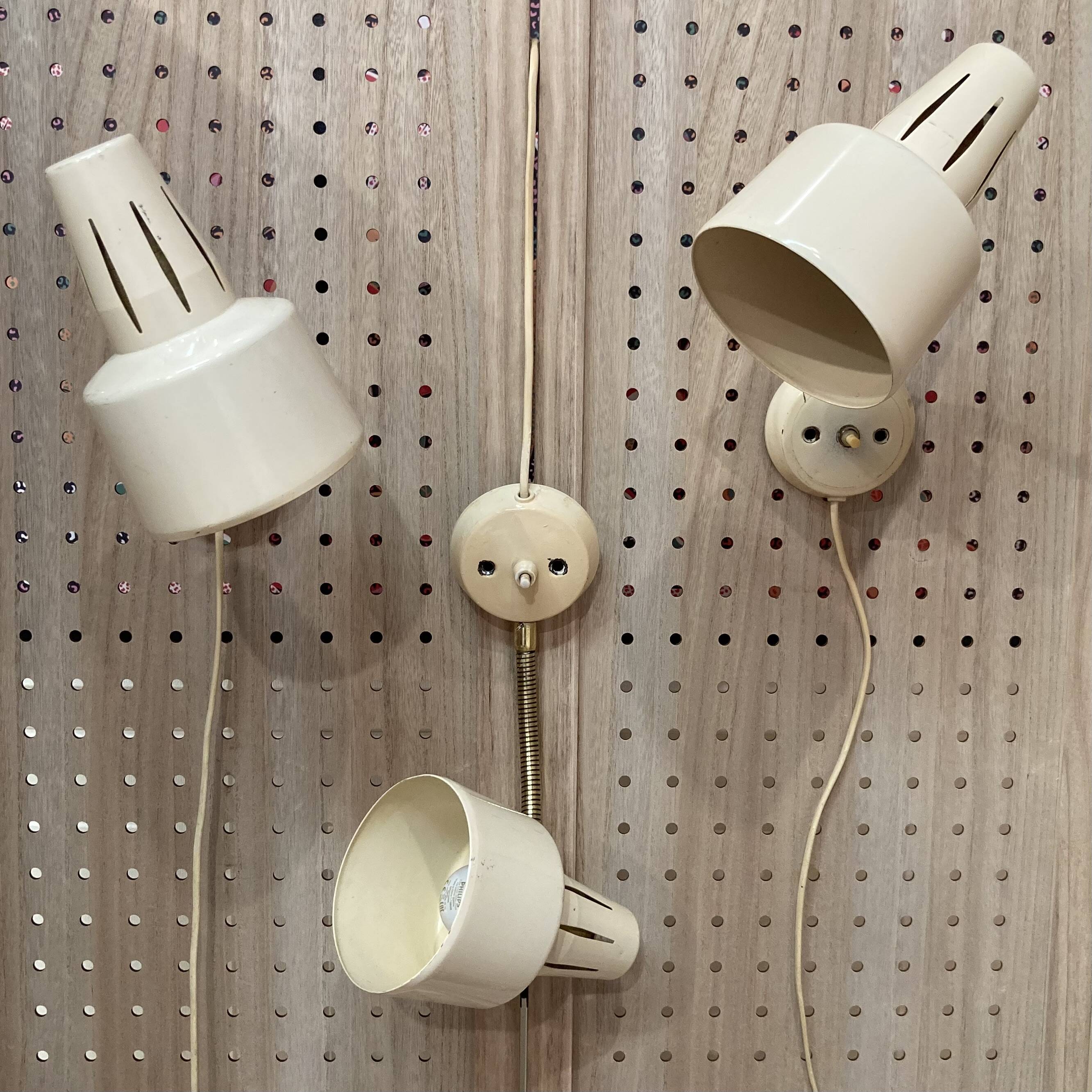 Trio d'appliques modulables design scandinave 1950.