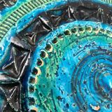 Large bowl in Rimini Blu pottery, mid-century by Aldo Londi for Bitossi.