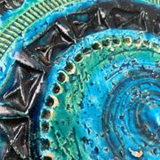 Large bowl in Rimini Blu pottery, mid-century by Aldo Londi for Bitossi.