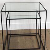 Black metal and glass tables sofa tip