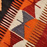 5x10 Pumpkin Orange & Red Kilim Rug, Vintage Turkish Kilim Rug, 143x313