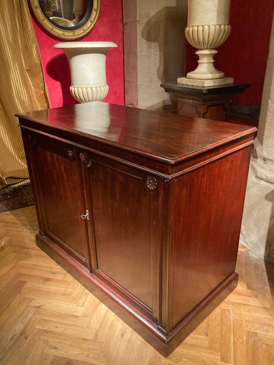 19th Century Italian Empire Mahogany Commode 2-Doors Cabinet