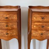 Pair of small tales of bedside wood marquetairie